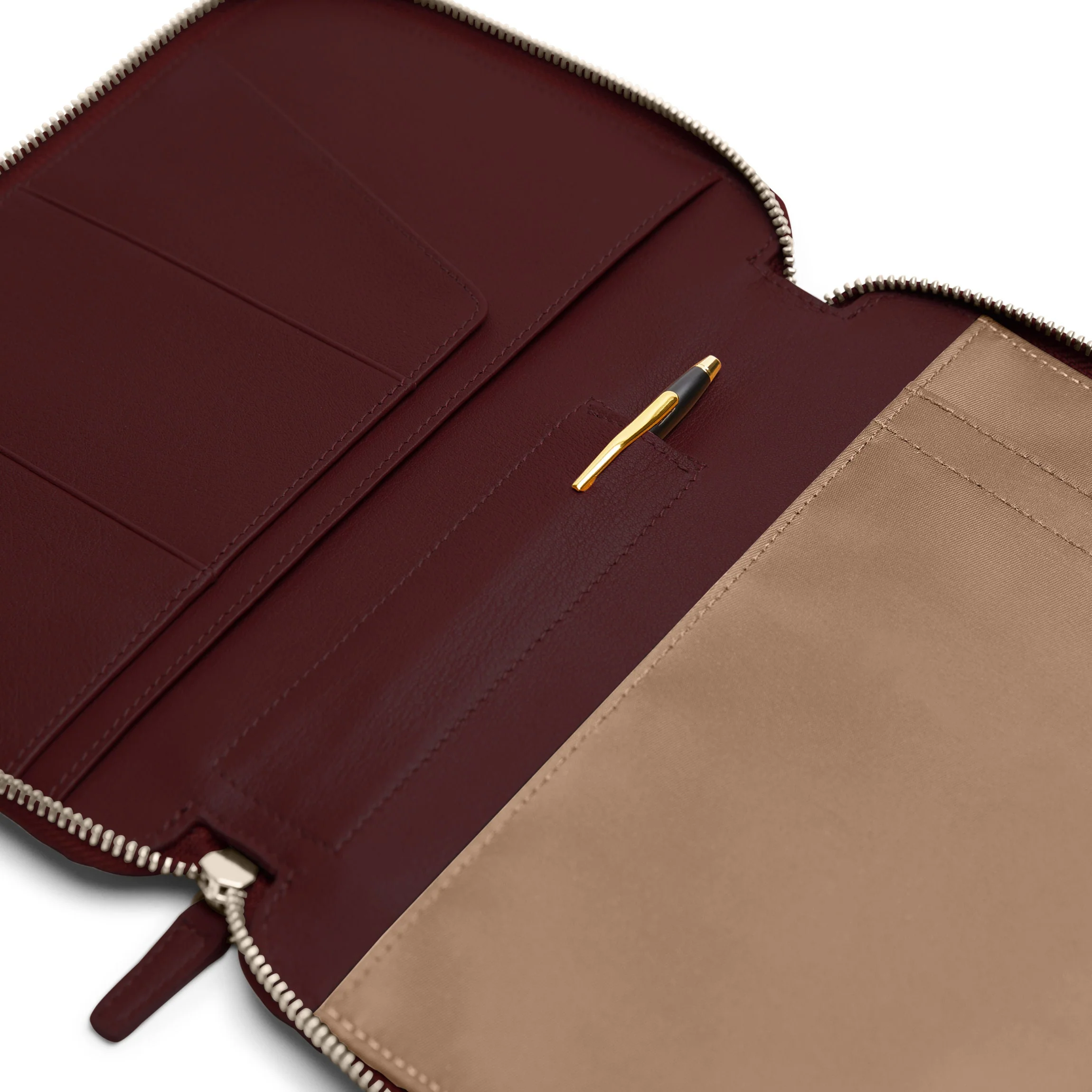 A5 Junior Zippered Padfolio Bordeaux - Image 3