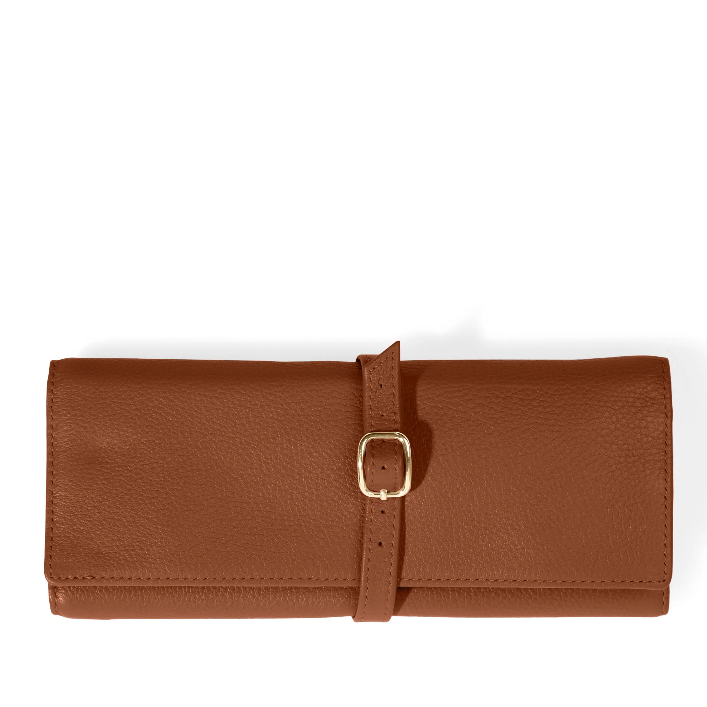 Buckled Jewelry Roll Saddle Brown
