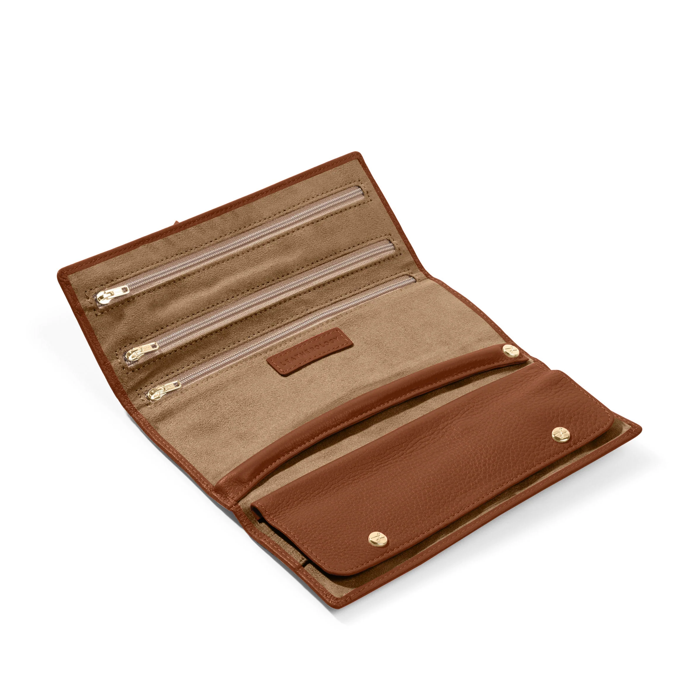 Buckled Jewelry Roll Saddle Brown - Image 5