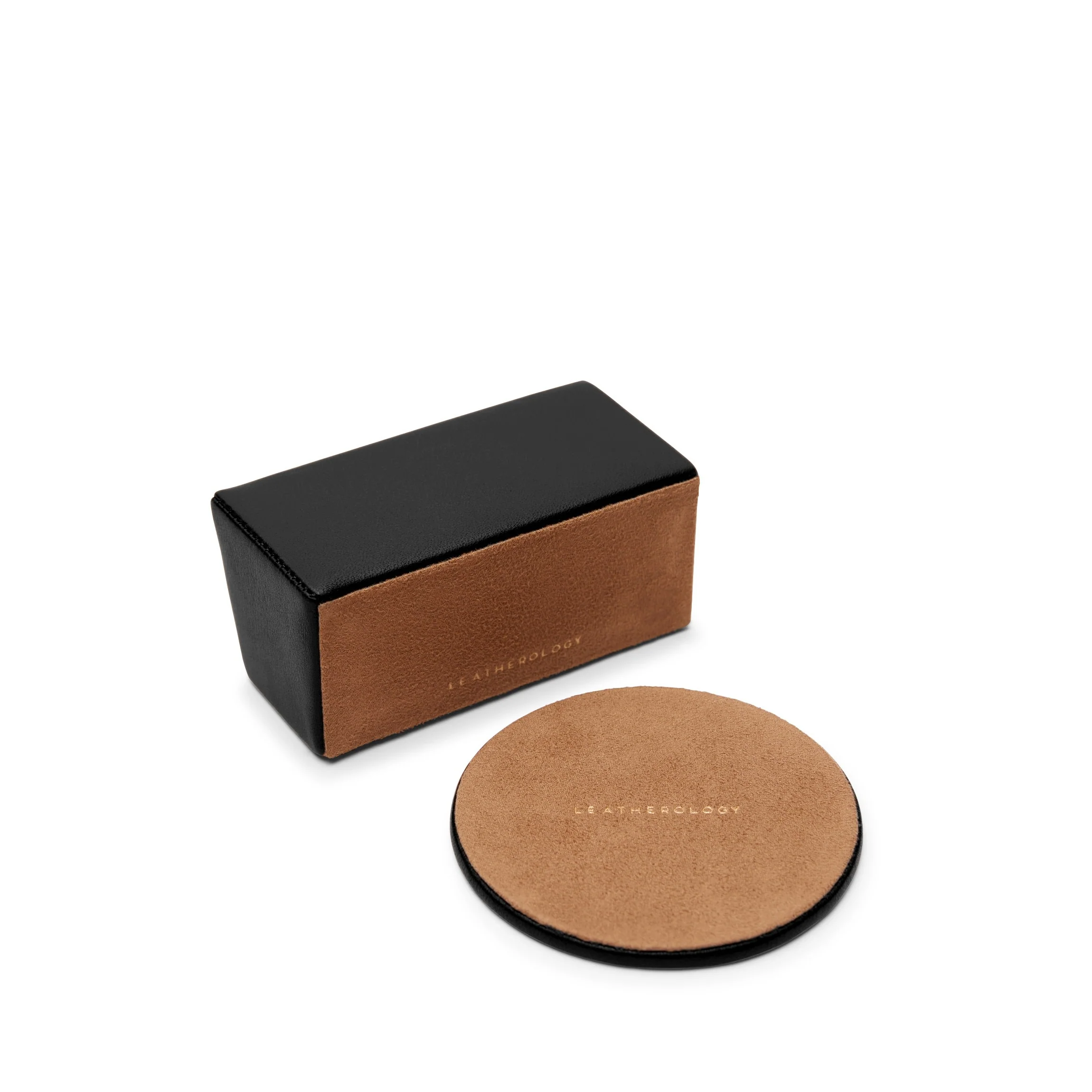 Classic Round Coasters and Holder, Set of 6 Black Onyx - Image 5