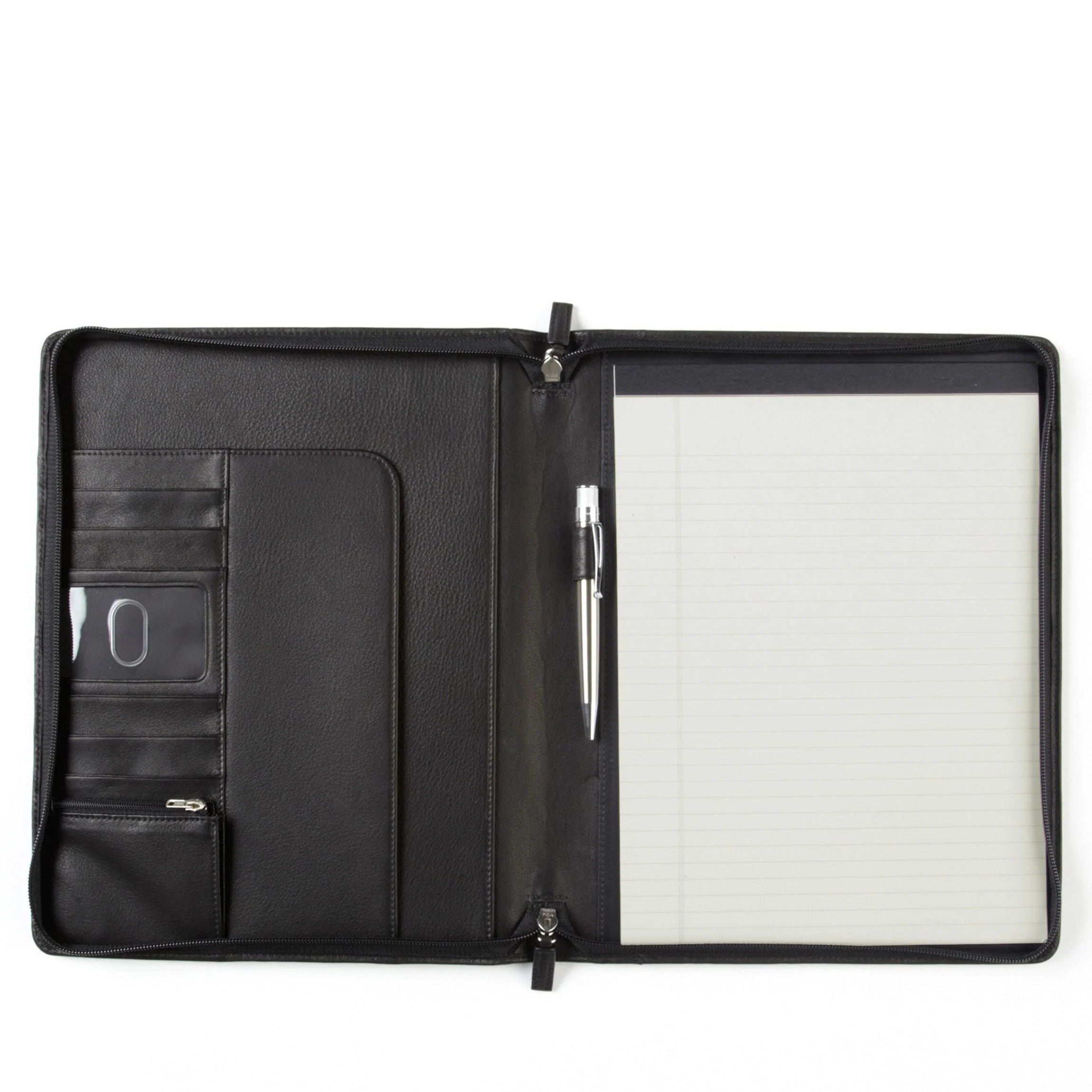 Classic Zippered Padfolio Black Onyx