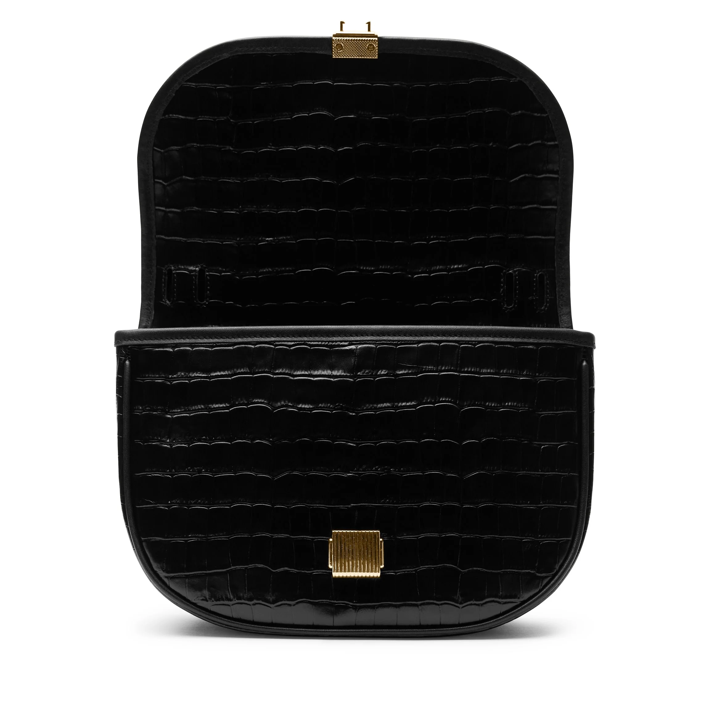 Katy Medium Saddle Bag Black Croc - Image 3