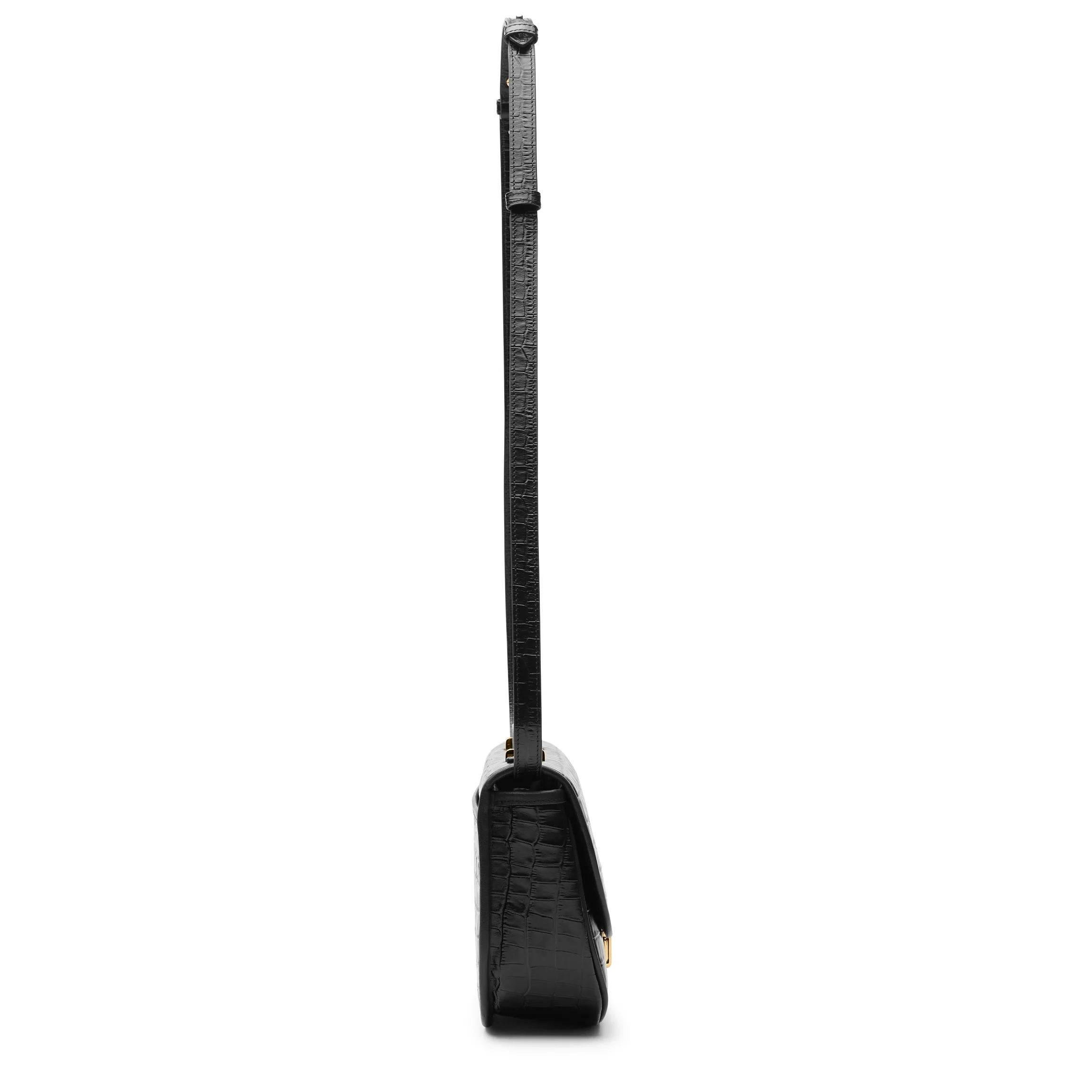 Katy Medium Saddle Bag Black Croc - Image 4
