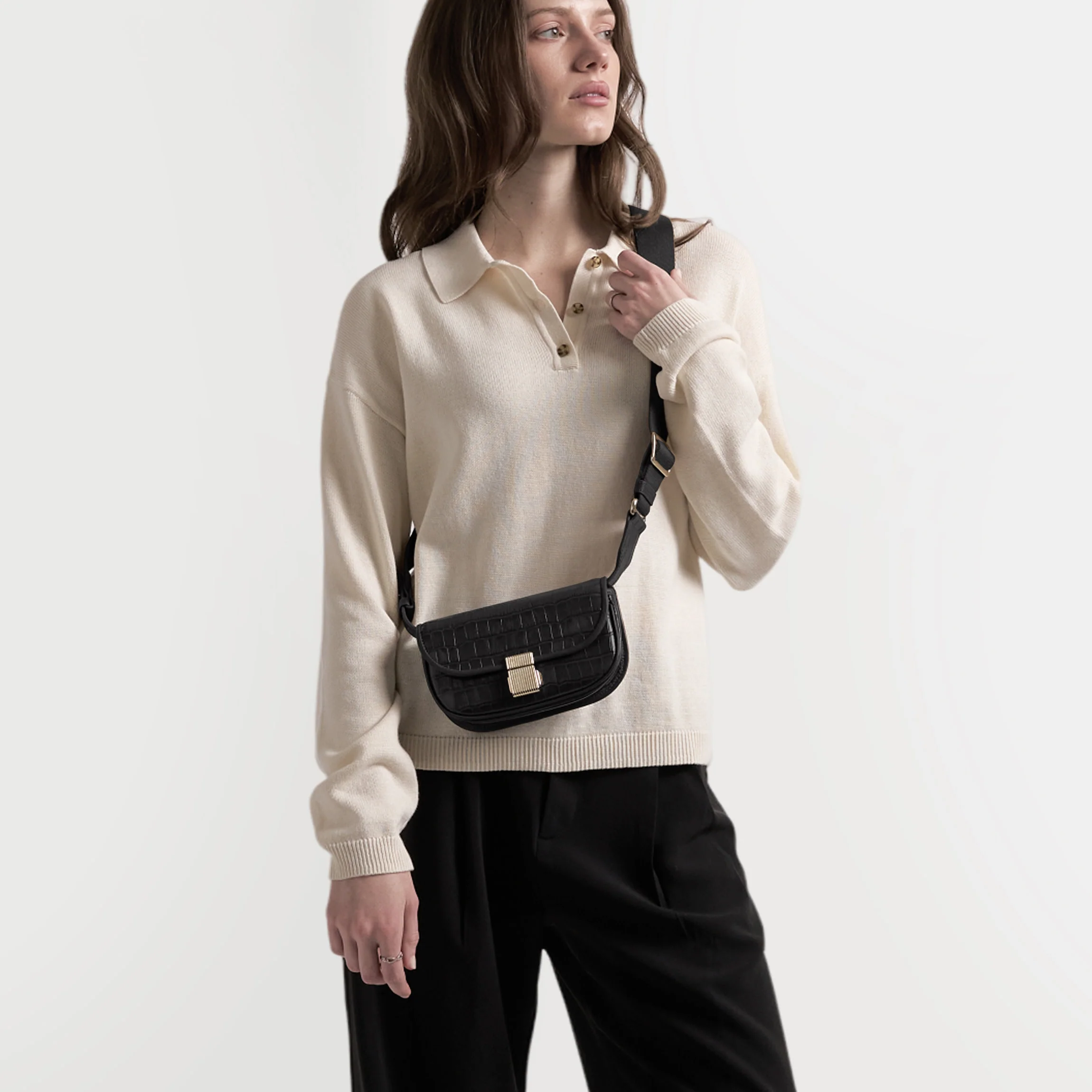 Katy Mini Belt Bag Black Croc - Image 2