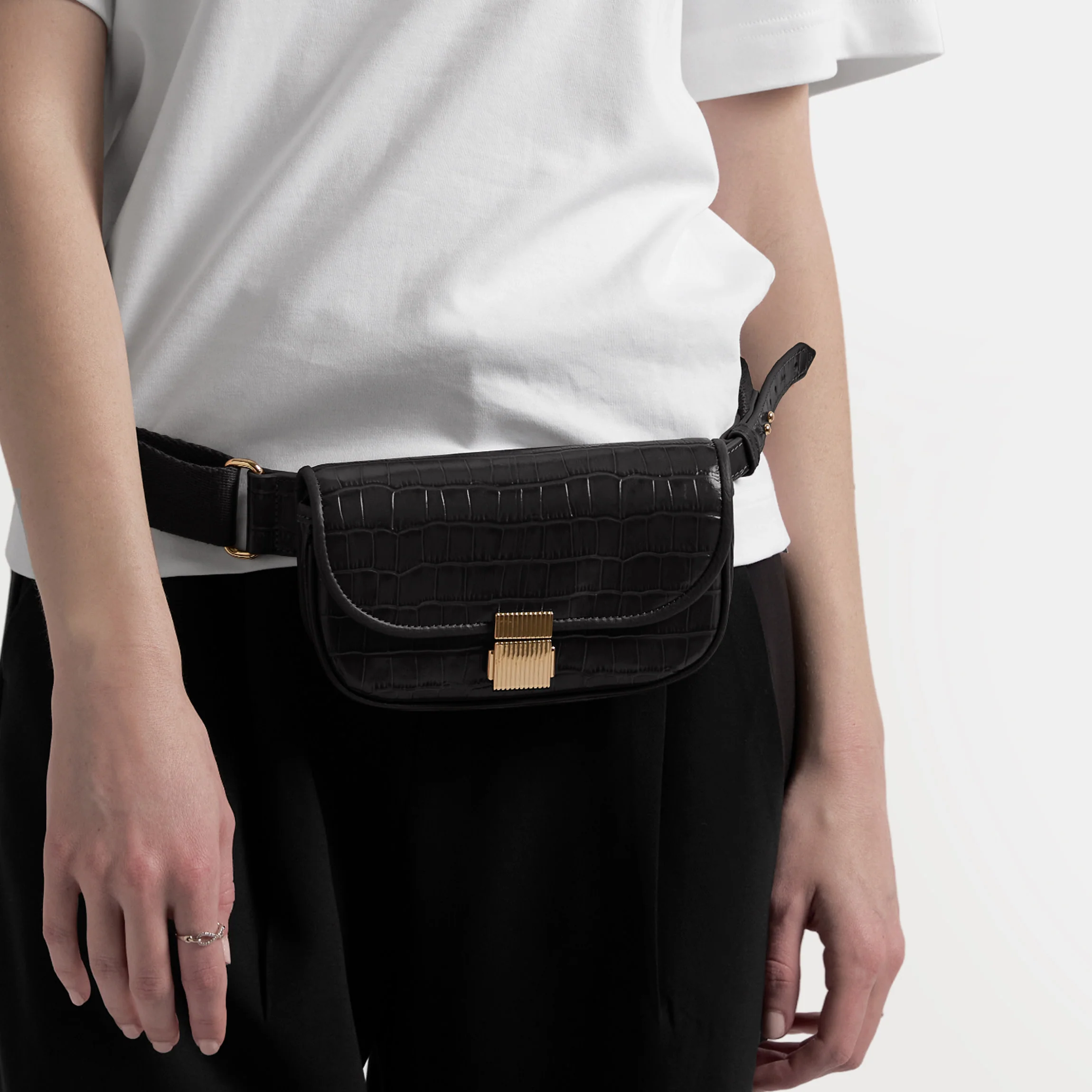 Katy Mini Belt Bag Black Croc - Image 3