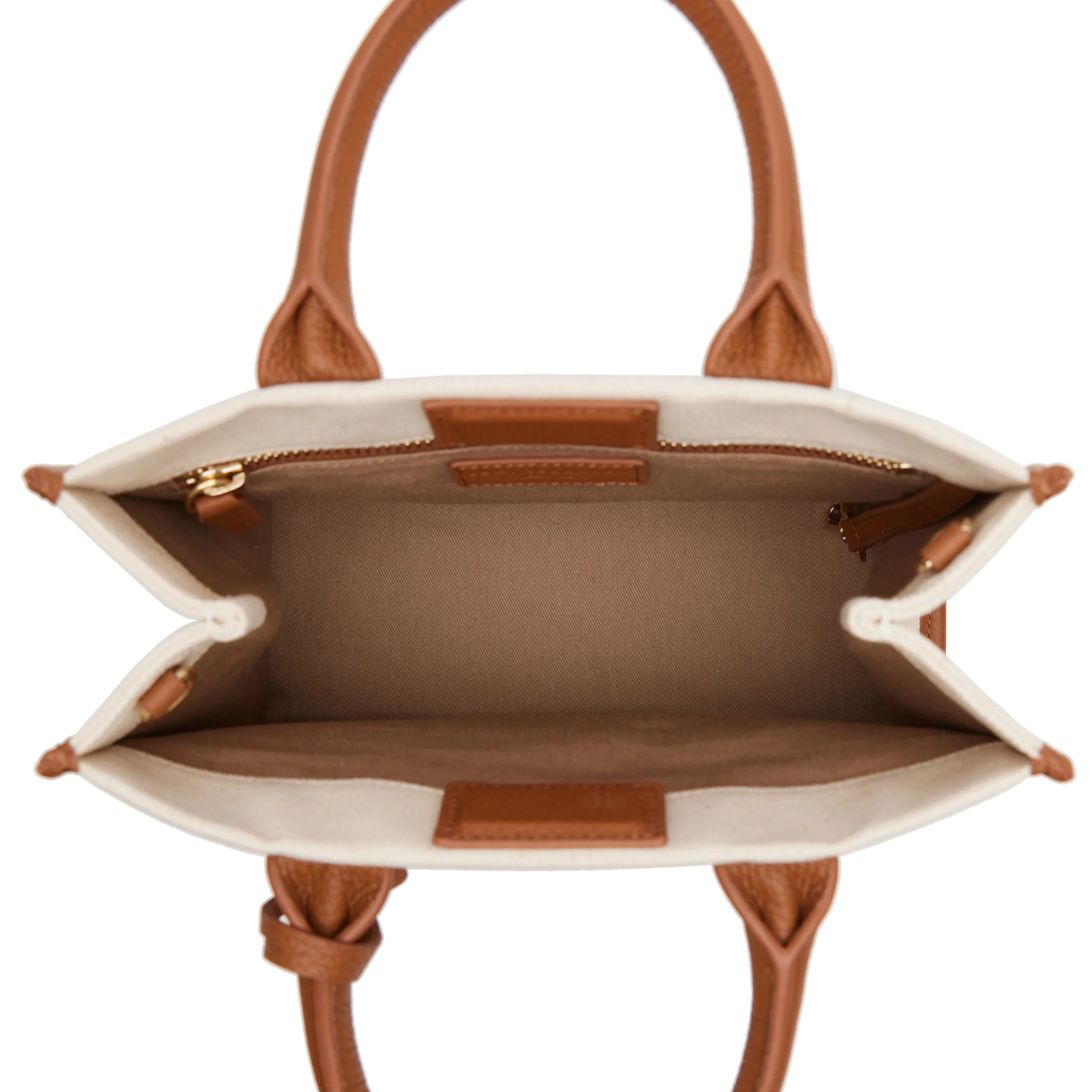 Kress Mini Top Handle Bag Natural Canvas/Saddle Brown - Image 4