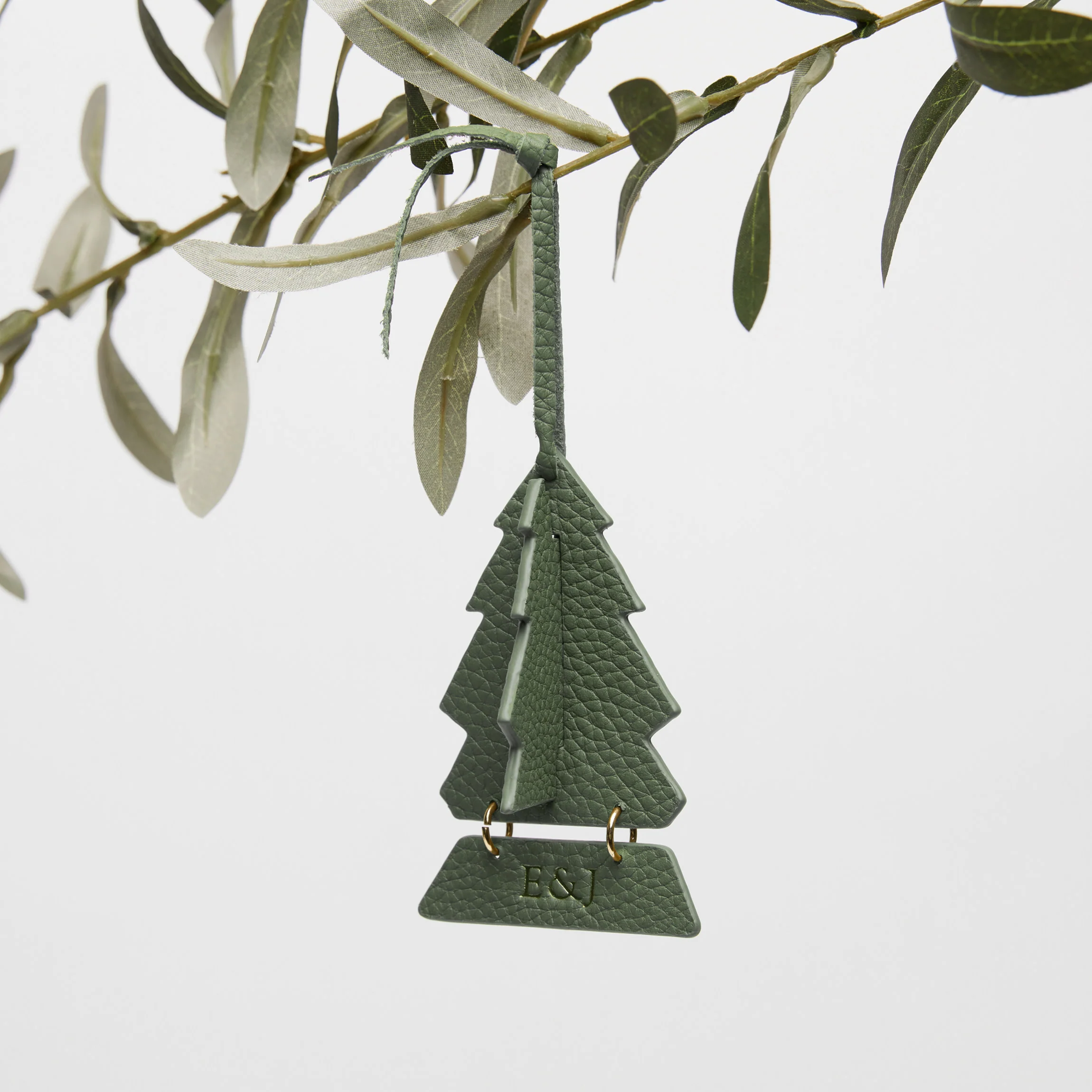 Leather Christmas Tree Ornament Moss - Image 2