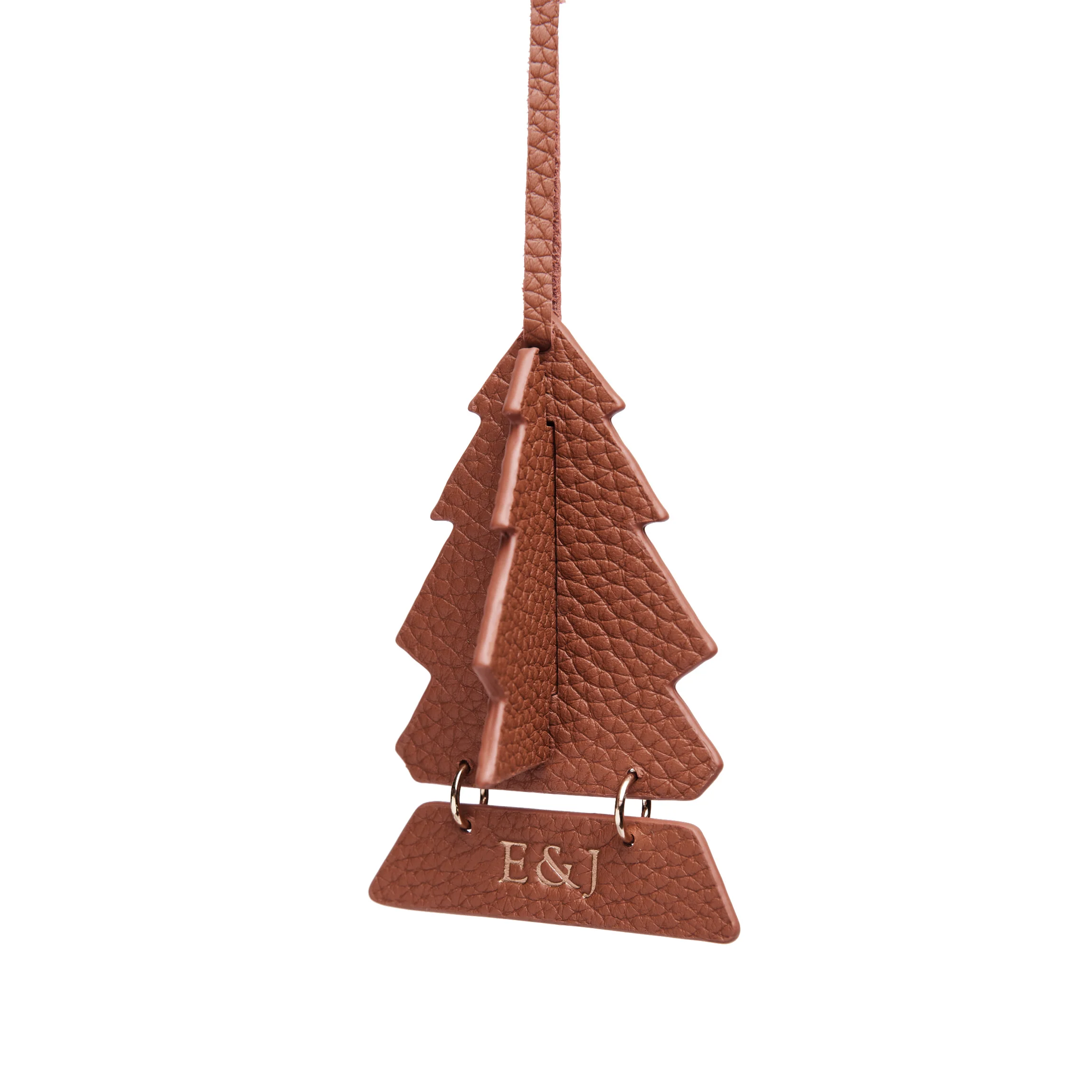 Leather Christmas Tree Ornament Saddle Brown - Image 4
