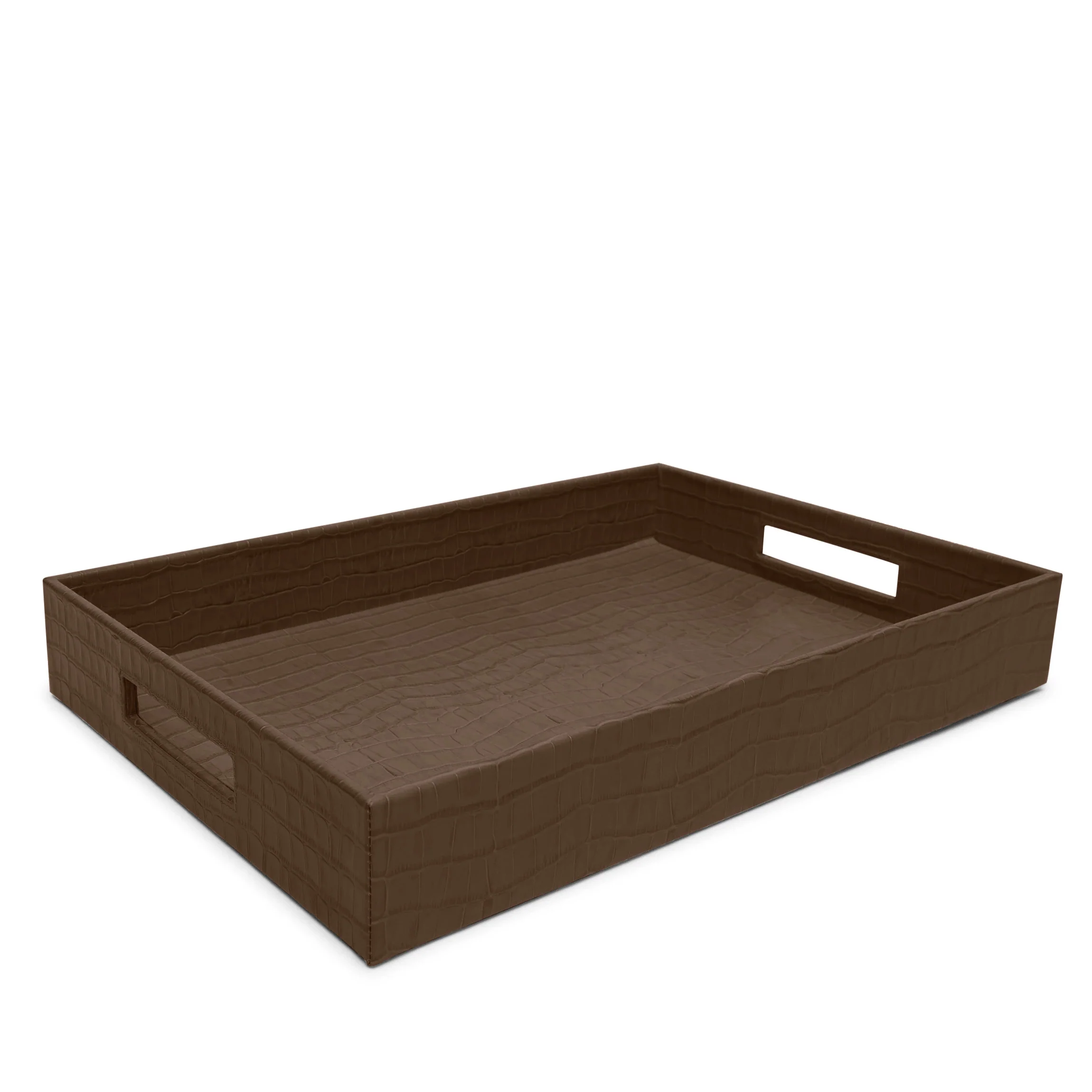 Leather Decorative Tray Cocoa Croc - Image 4