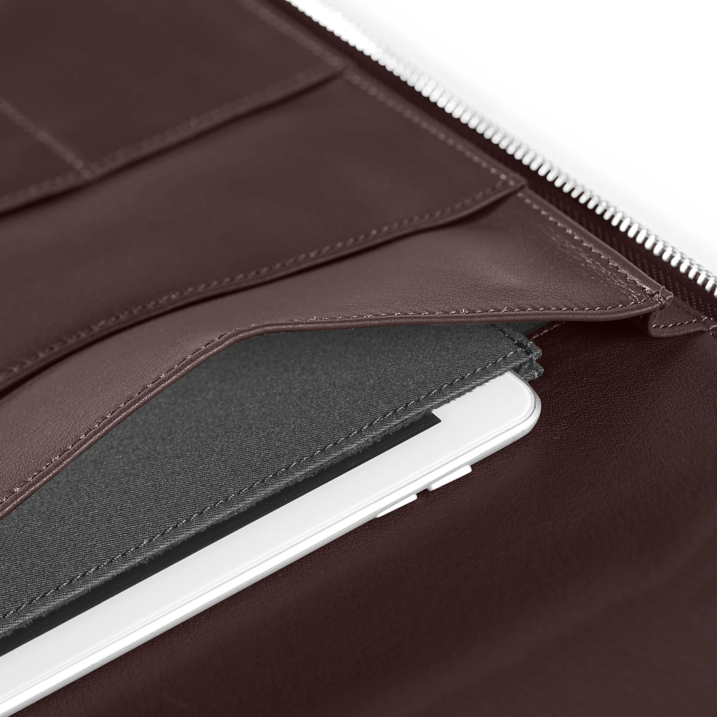 Left Handed Executive Zippered Portfolio Brown - Image 4