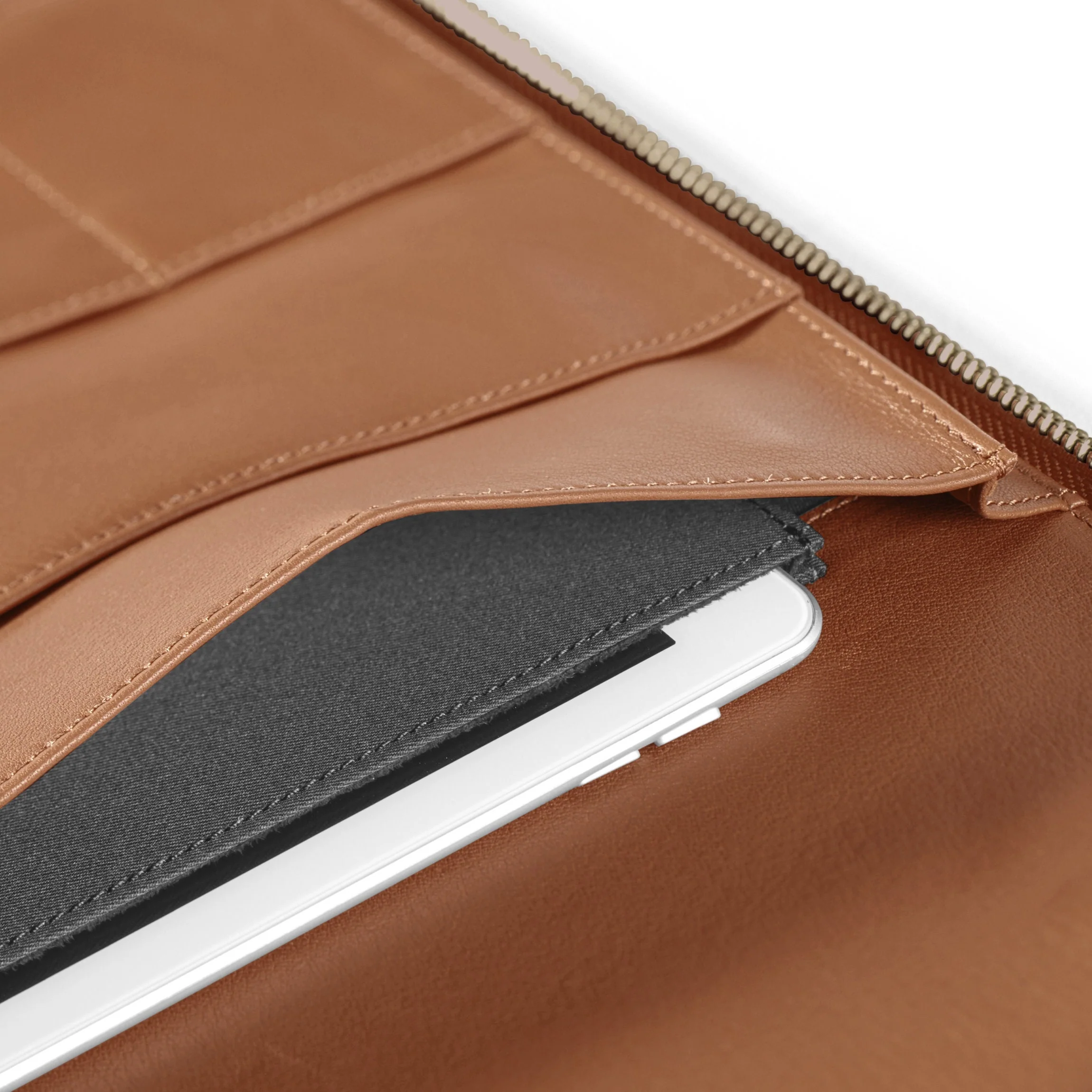 Left Handed Executive Zippered Portfolio Cognac - Image 5