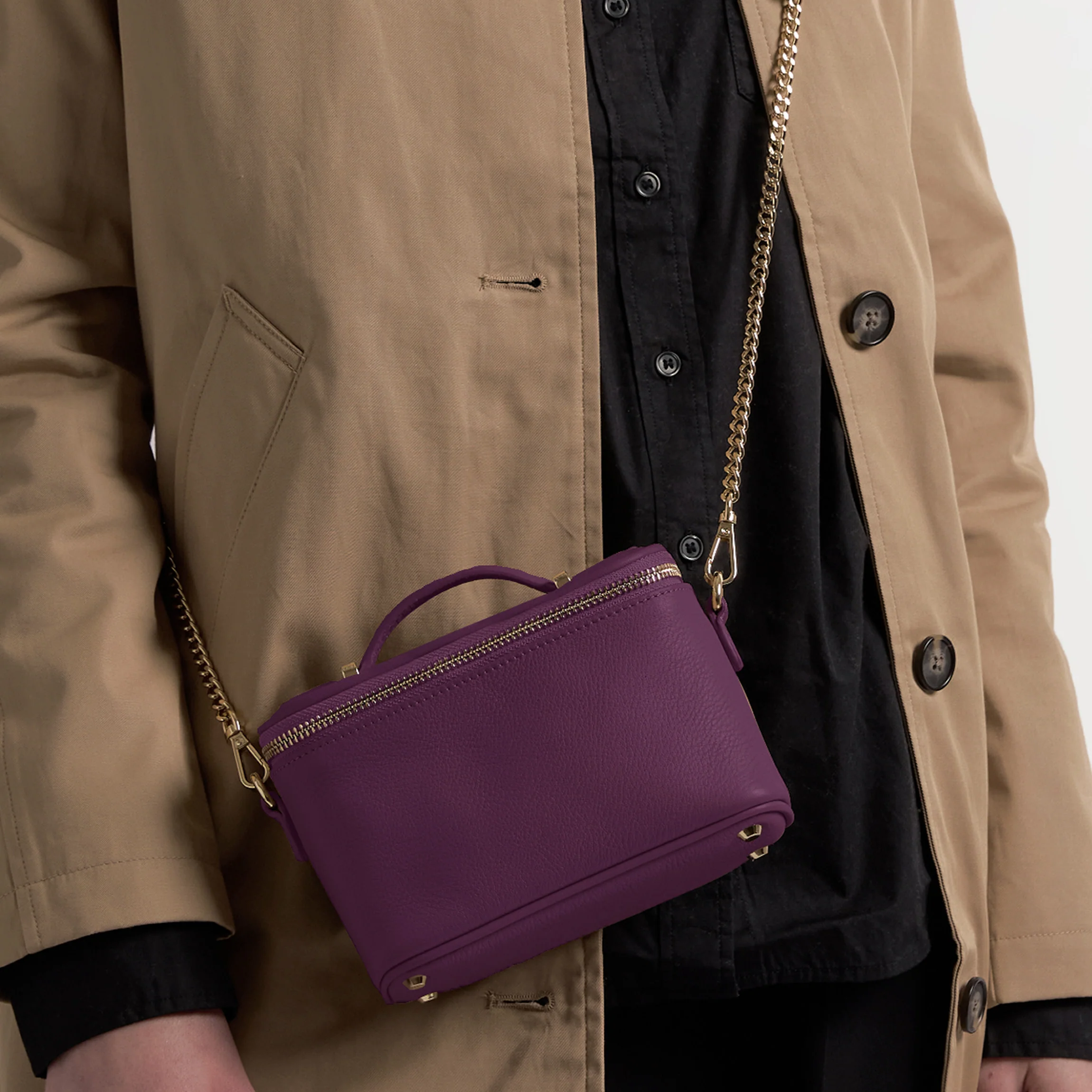 Maddie Micro Train Case Crossbody Deep Plum - Image 2