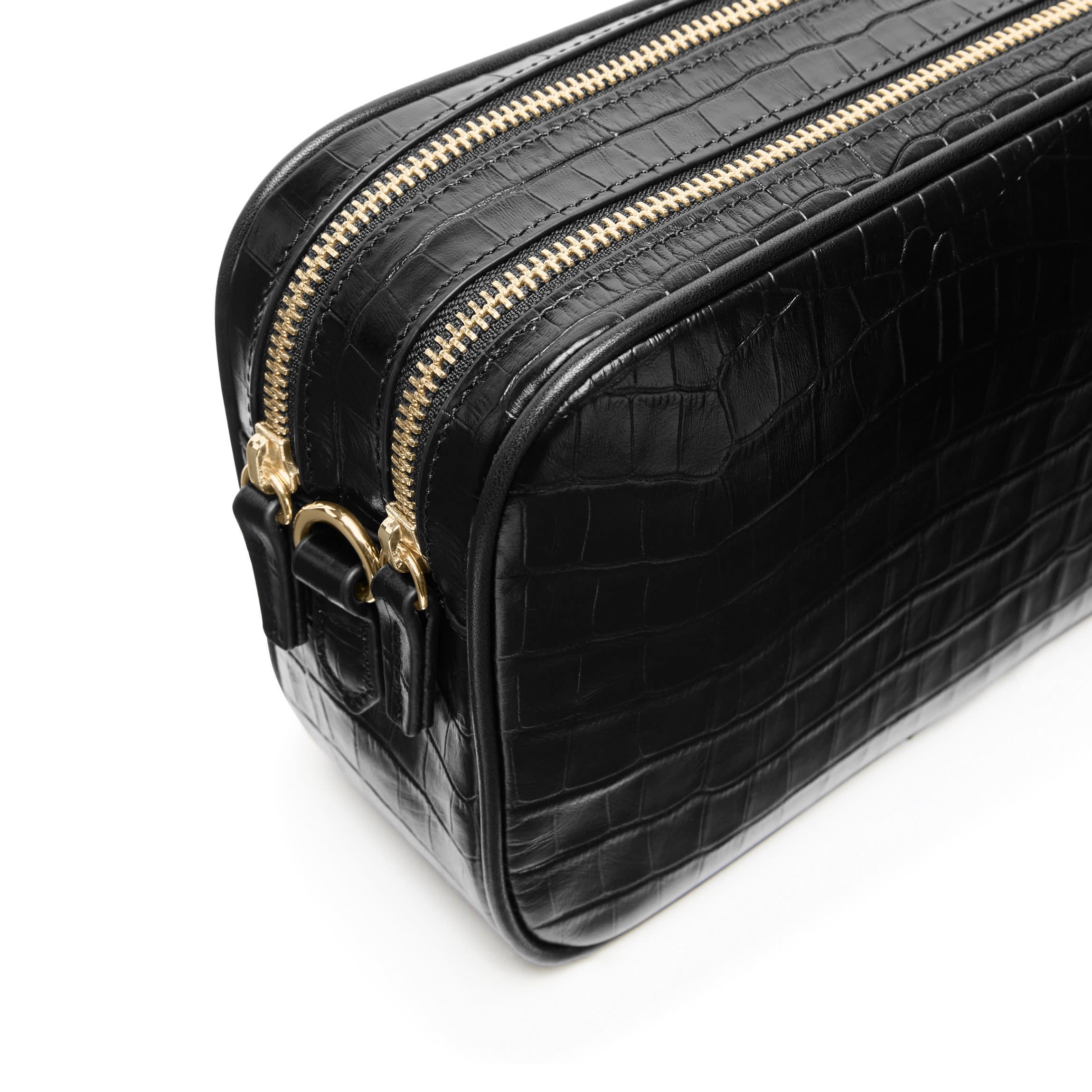 Meadow Double Zip Camera Bag Black Croc - Image 6