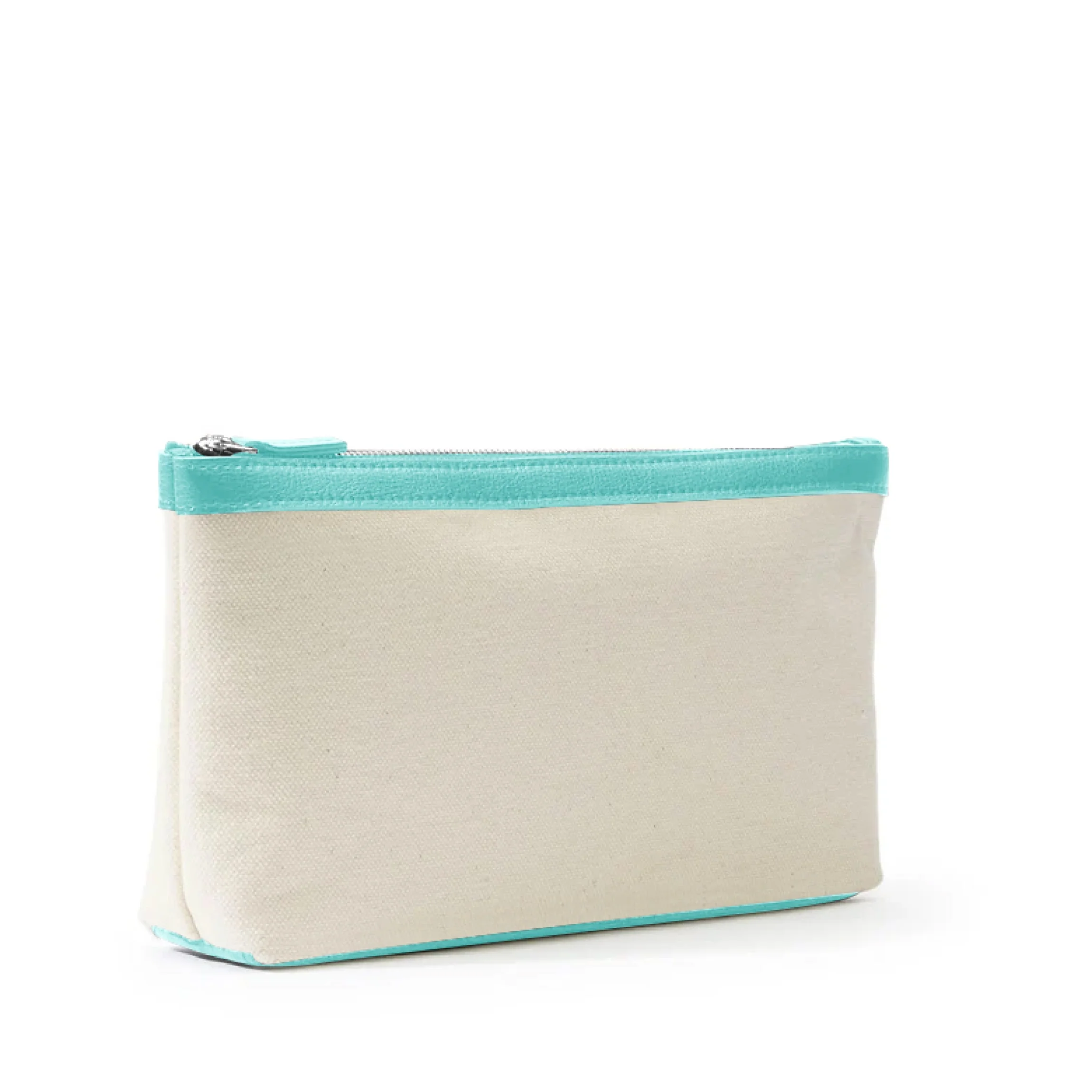 Medium Accessories Pouch in Canvas Natural Canvas/Celeste