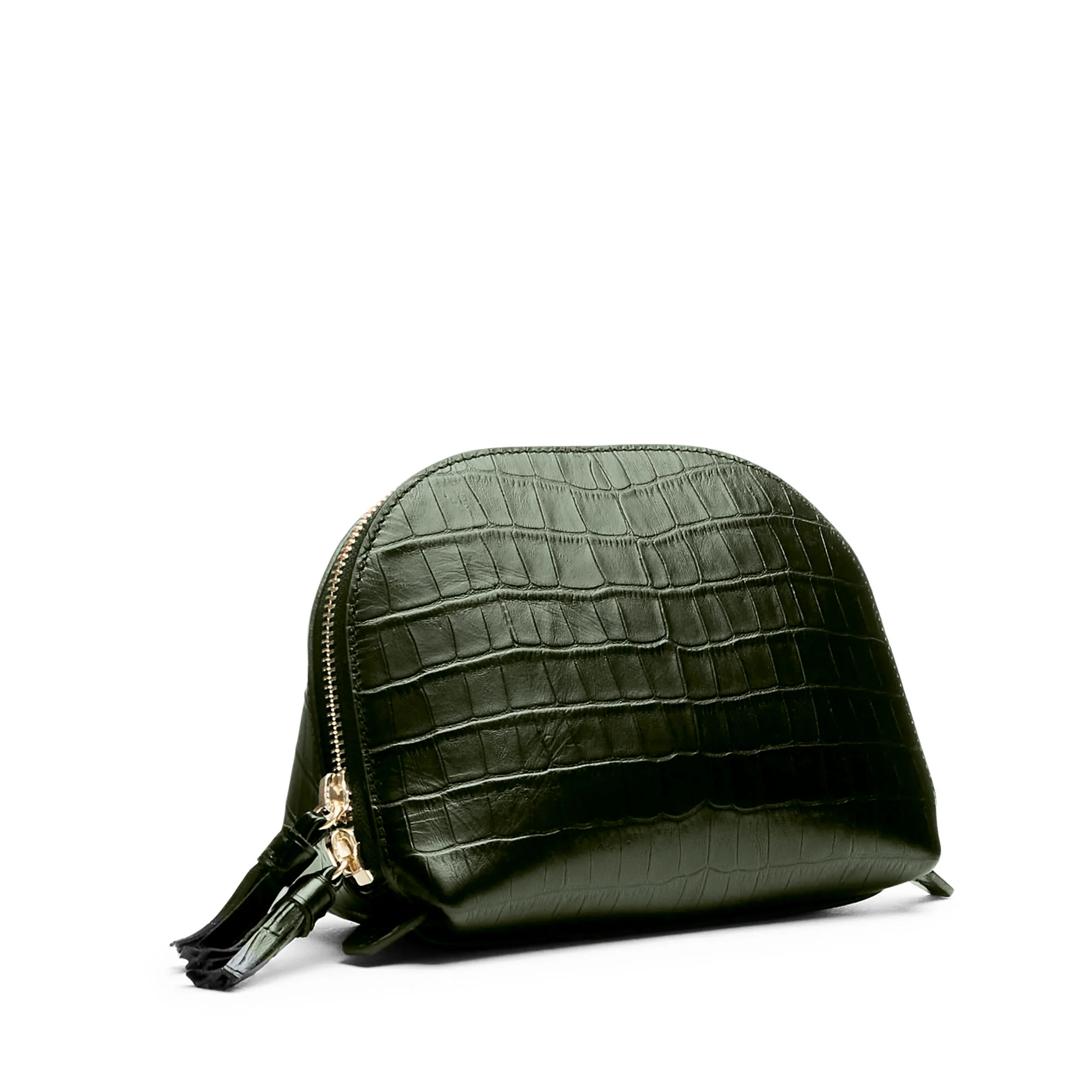 Medium Clamshell Makeup Bag Forest Croc - Image 3