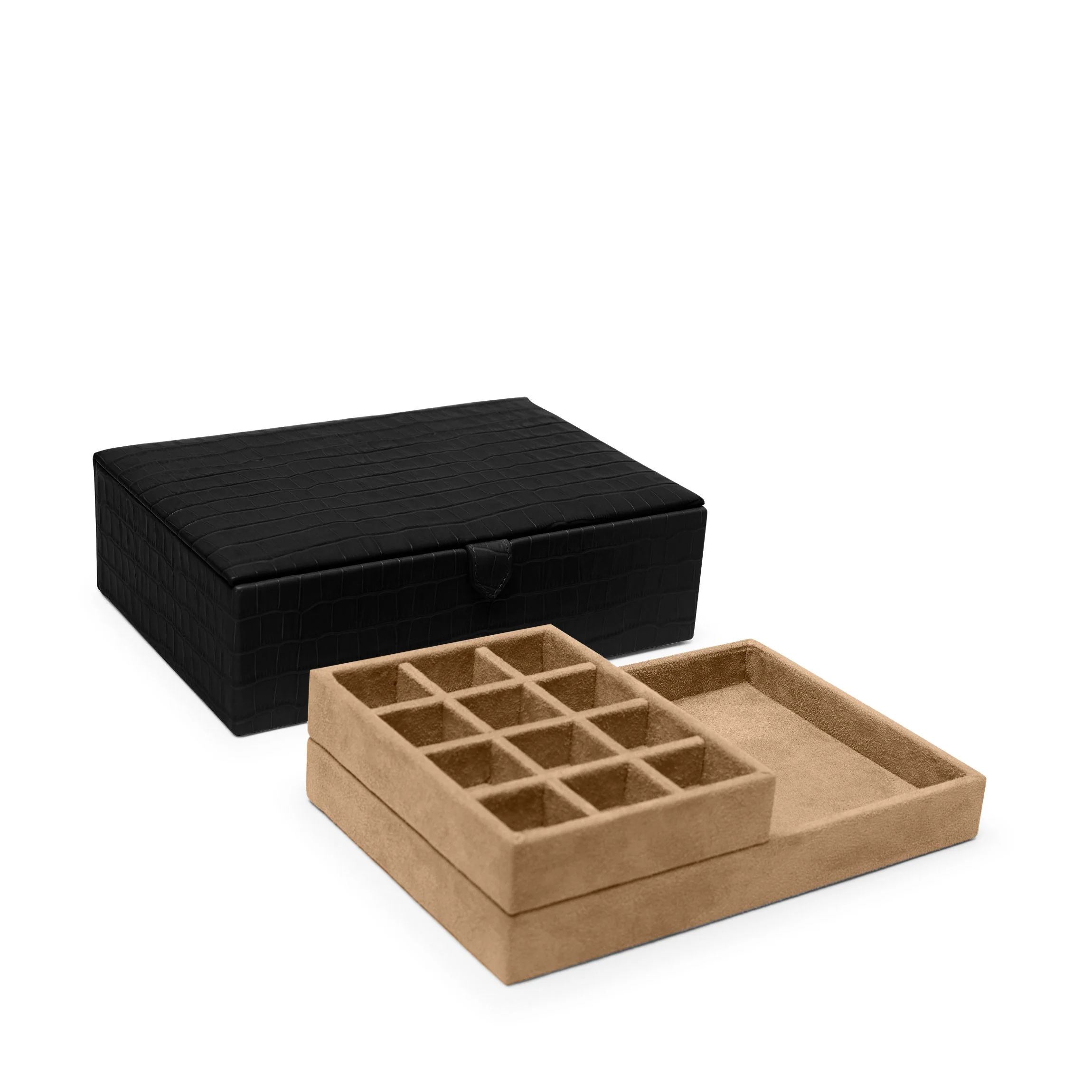 Medium Jewelry Box Black Croc