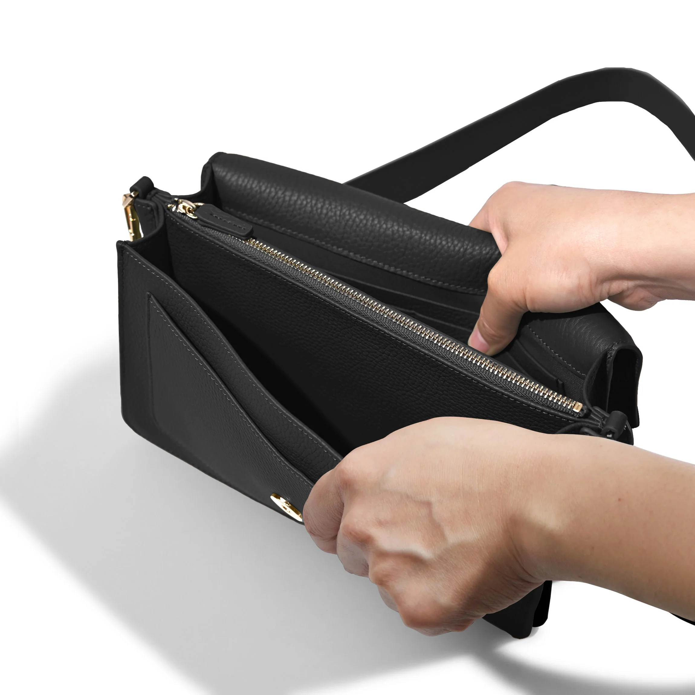 Medium Willow Envelope Bag Black Pebble - Image 3