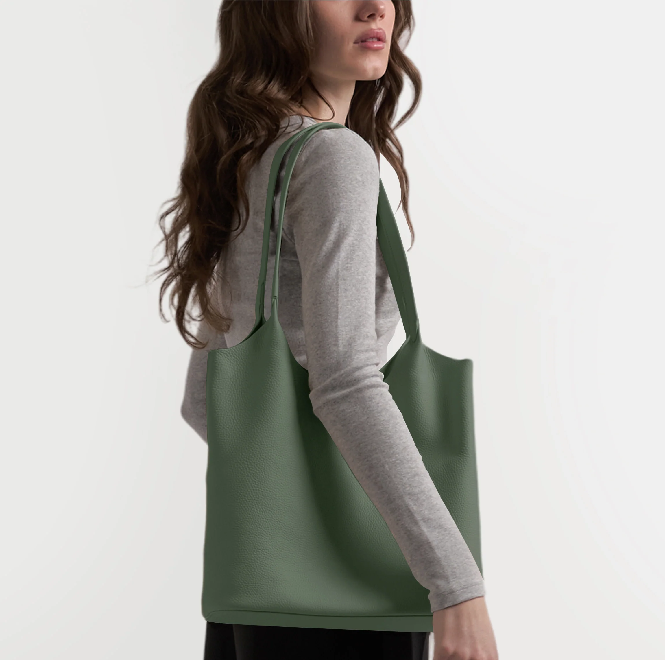 Mia Large Shopper Tote Moss - Image 2