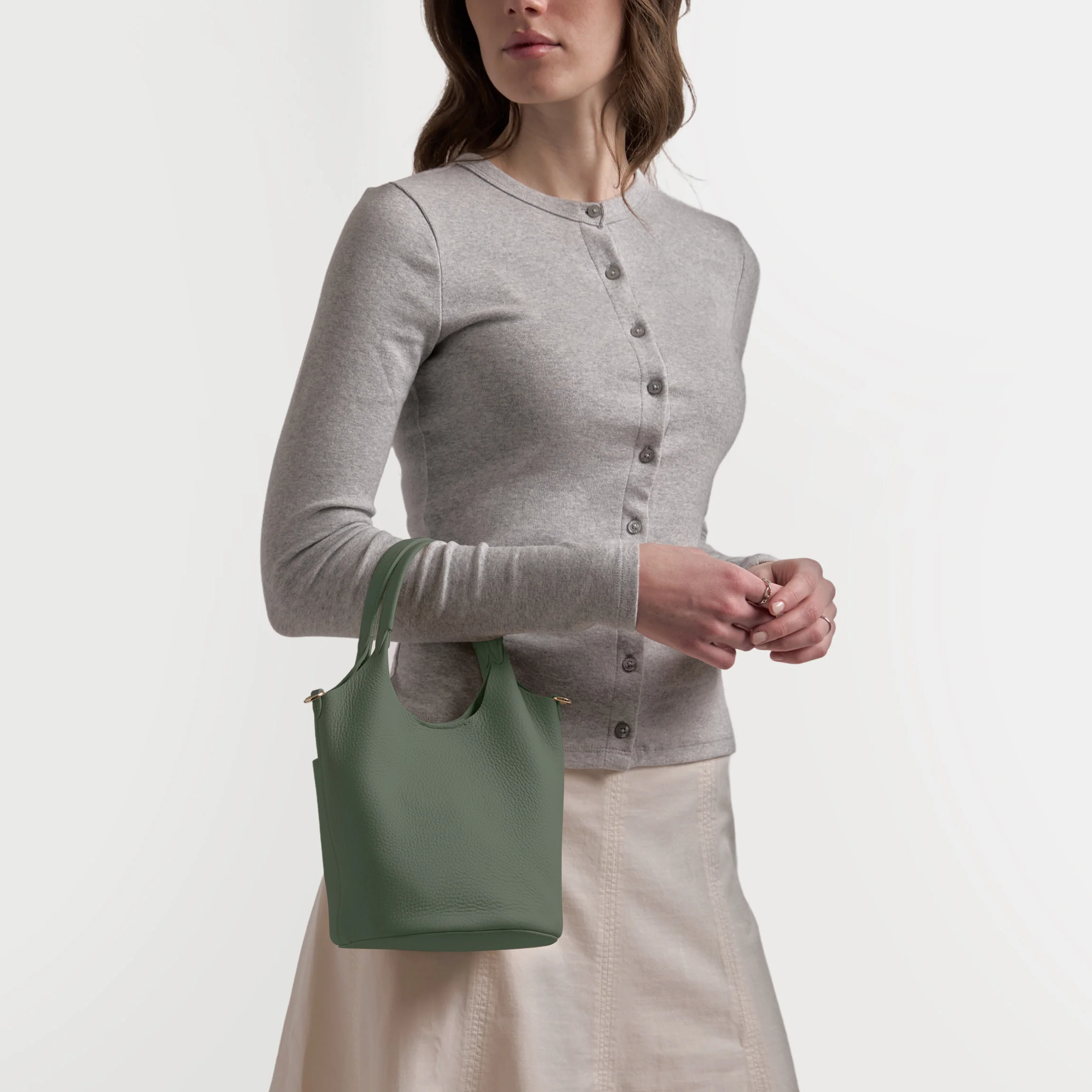 Mia Small Bucket Tote Moss - Image 3