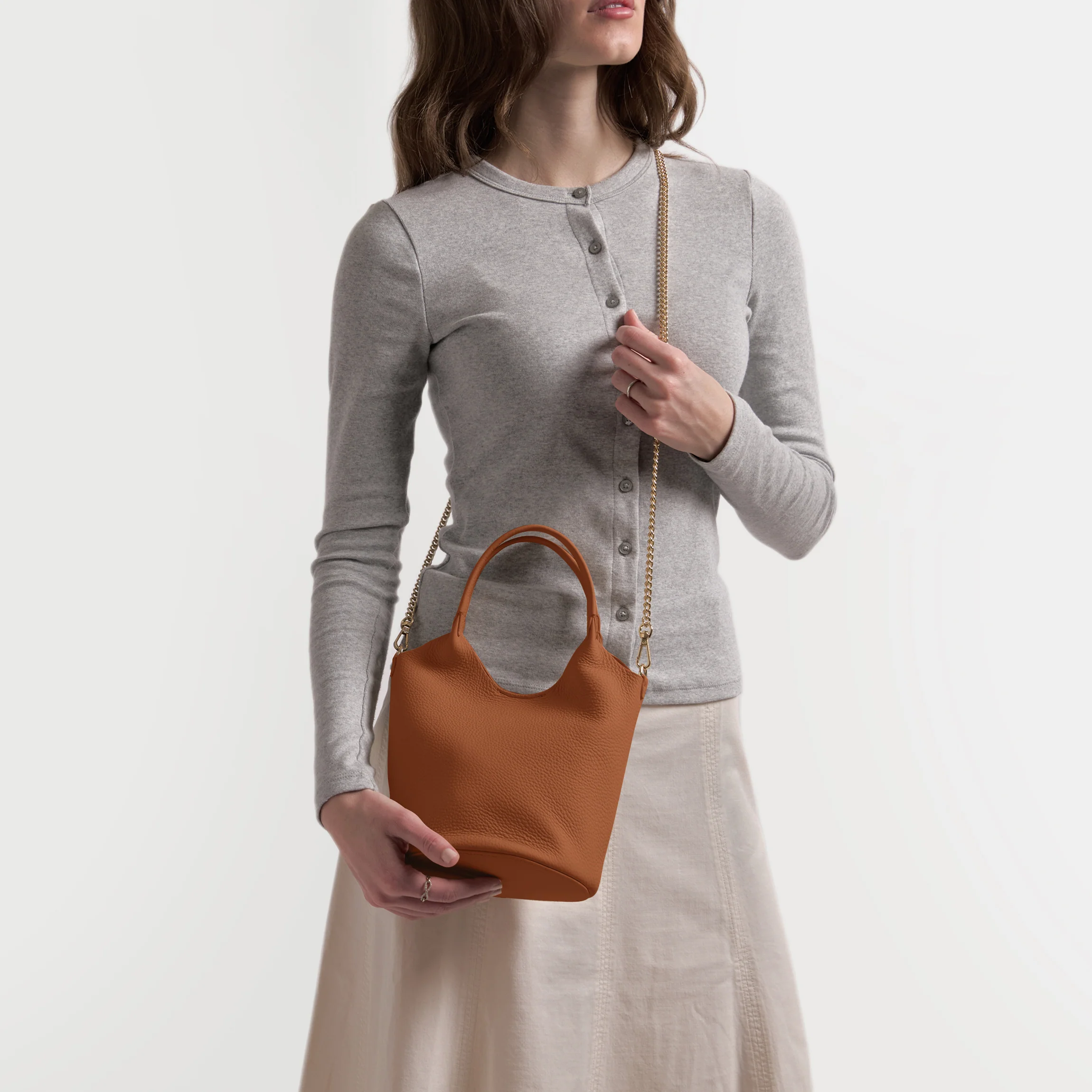 Mia Small Bucket Tote Saddle Brown - Image 2