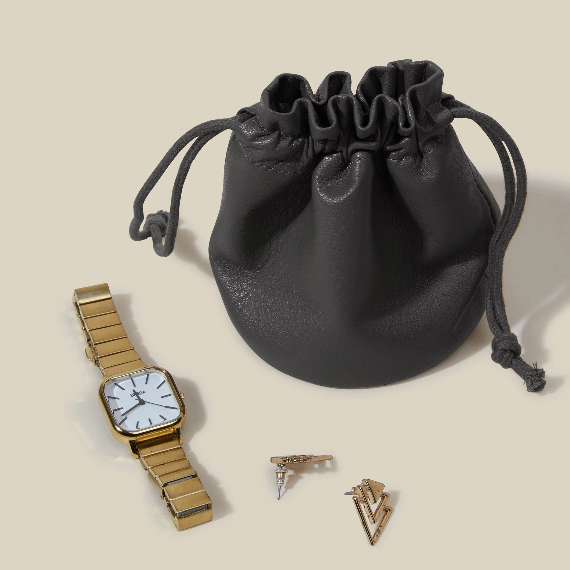 Round Drawstring Pouch Black Onyx - Image 2