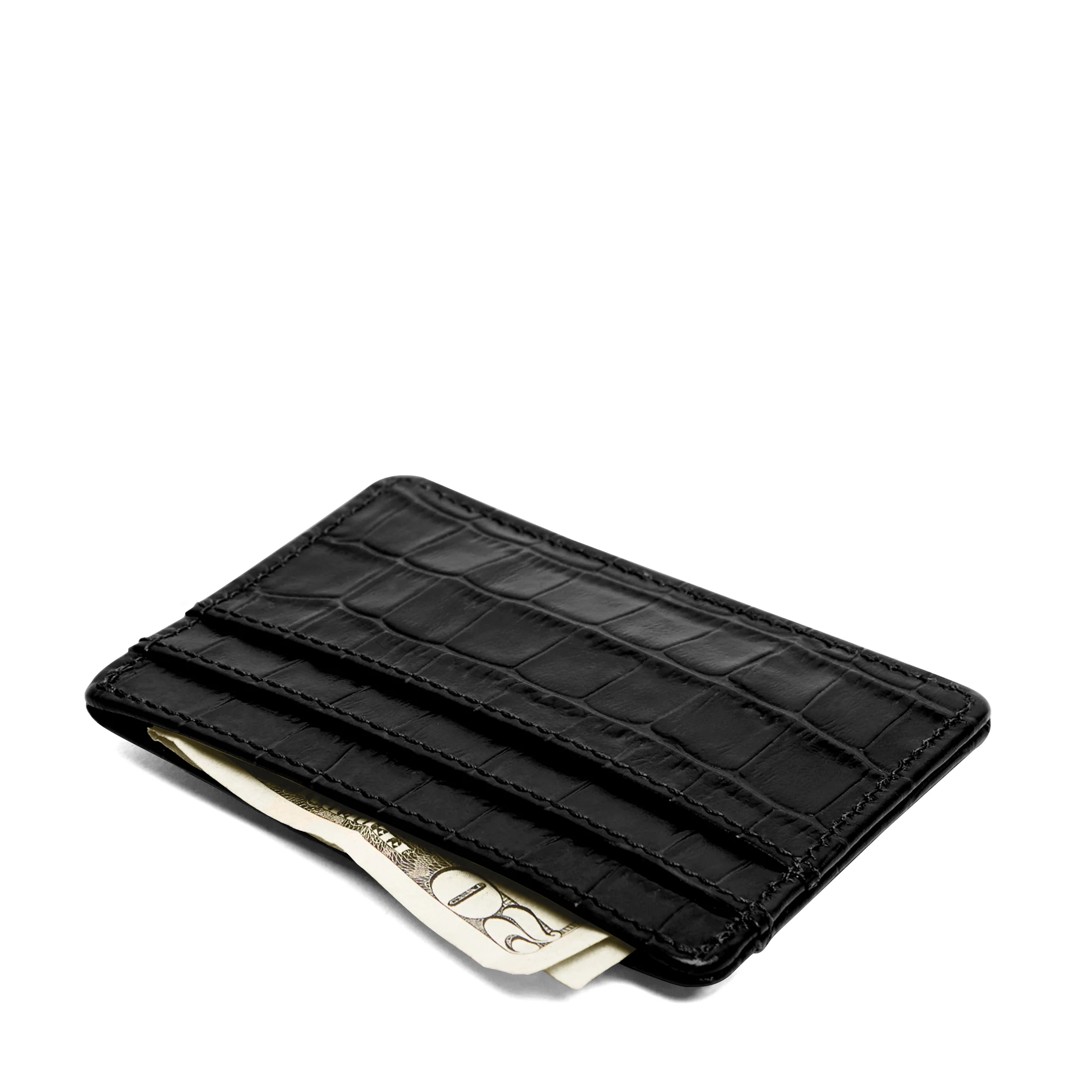 Slim ID Card Case Black Croc - Image 2