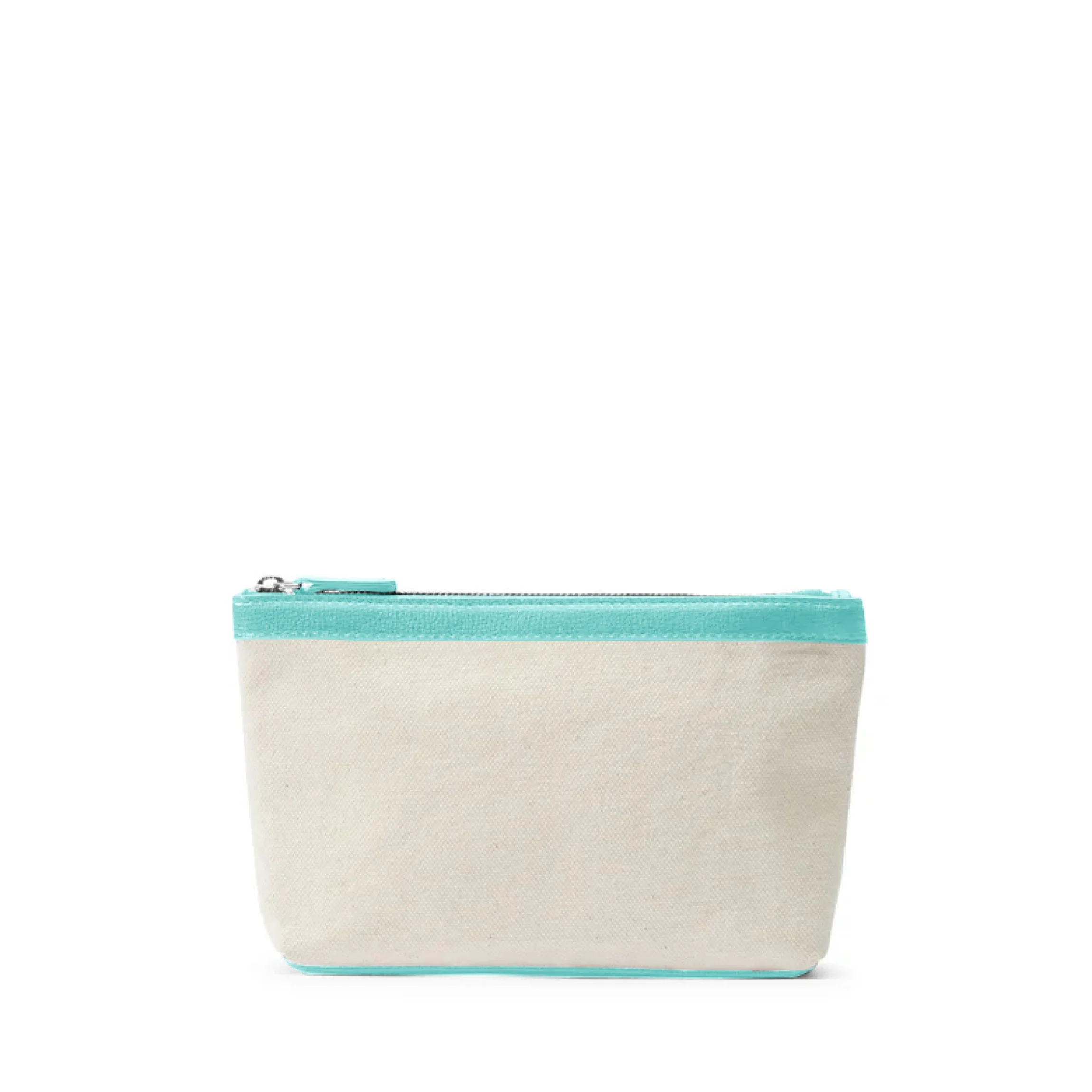 Small Accessories Pouch in Canvas Natural Canvas/Celeste - Image 4