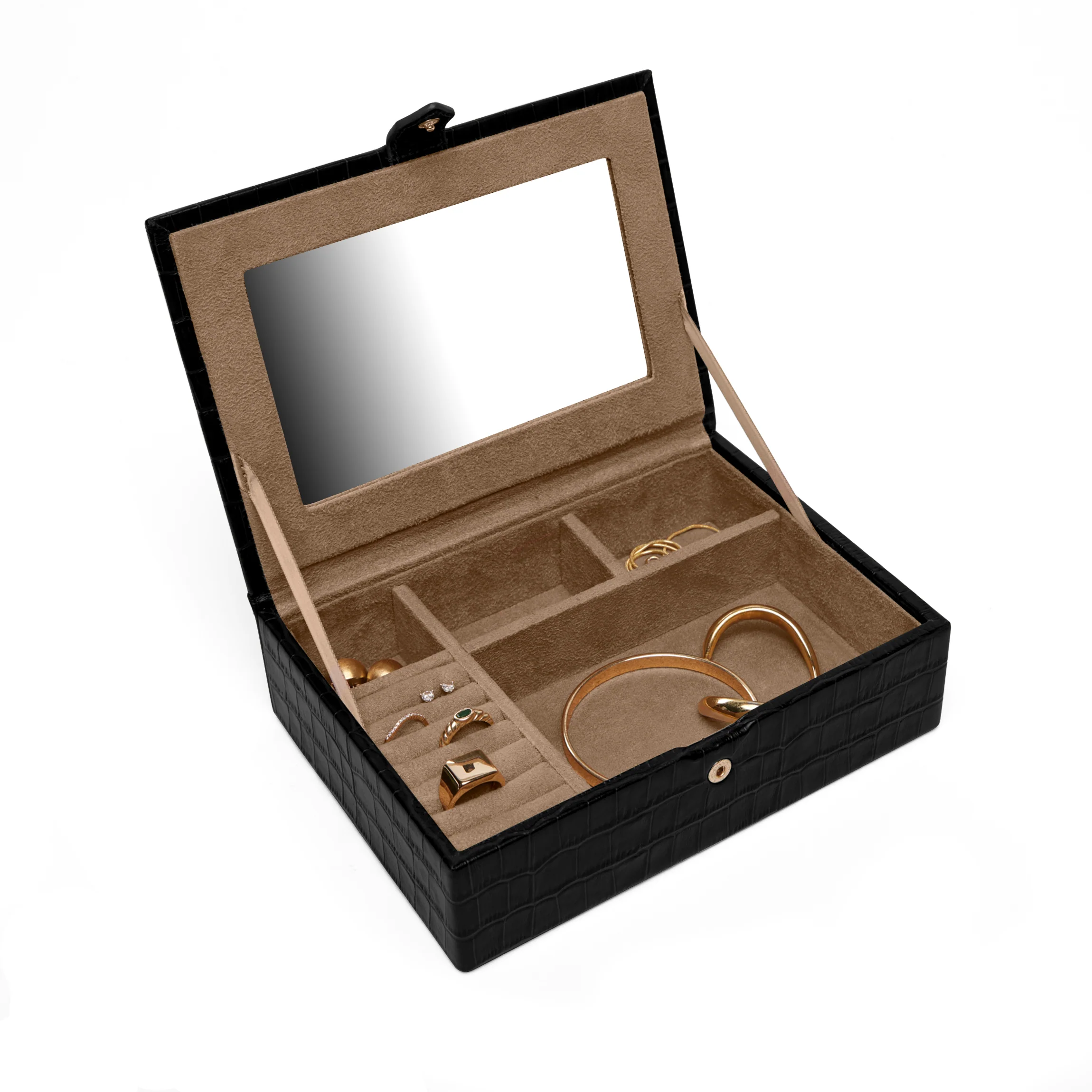 Small Jewelry Box Black Croc