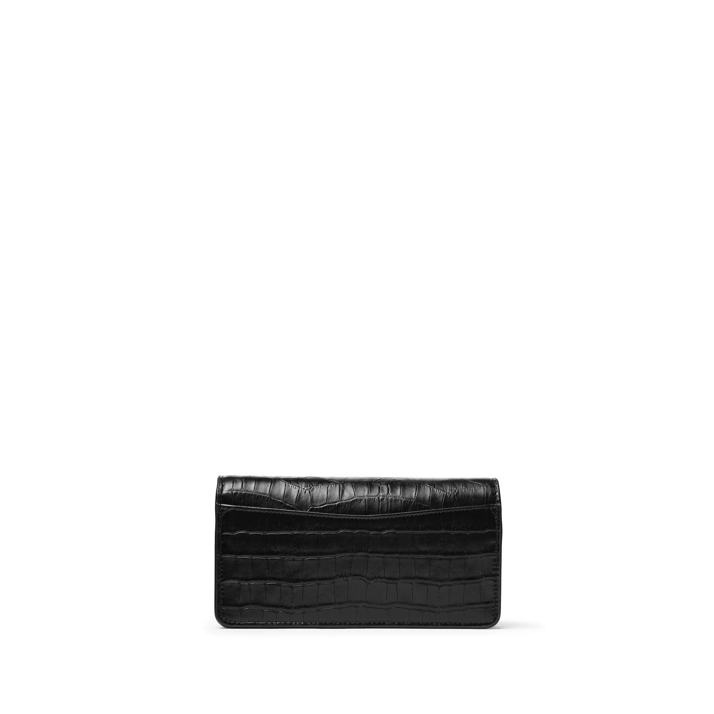 Small Willow Wallet on a Chain Black Croc - Image 9