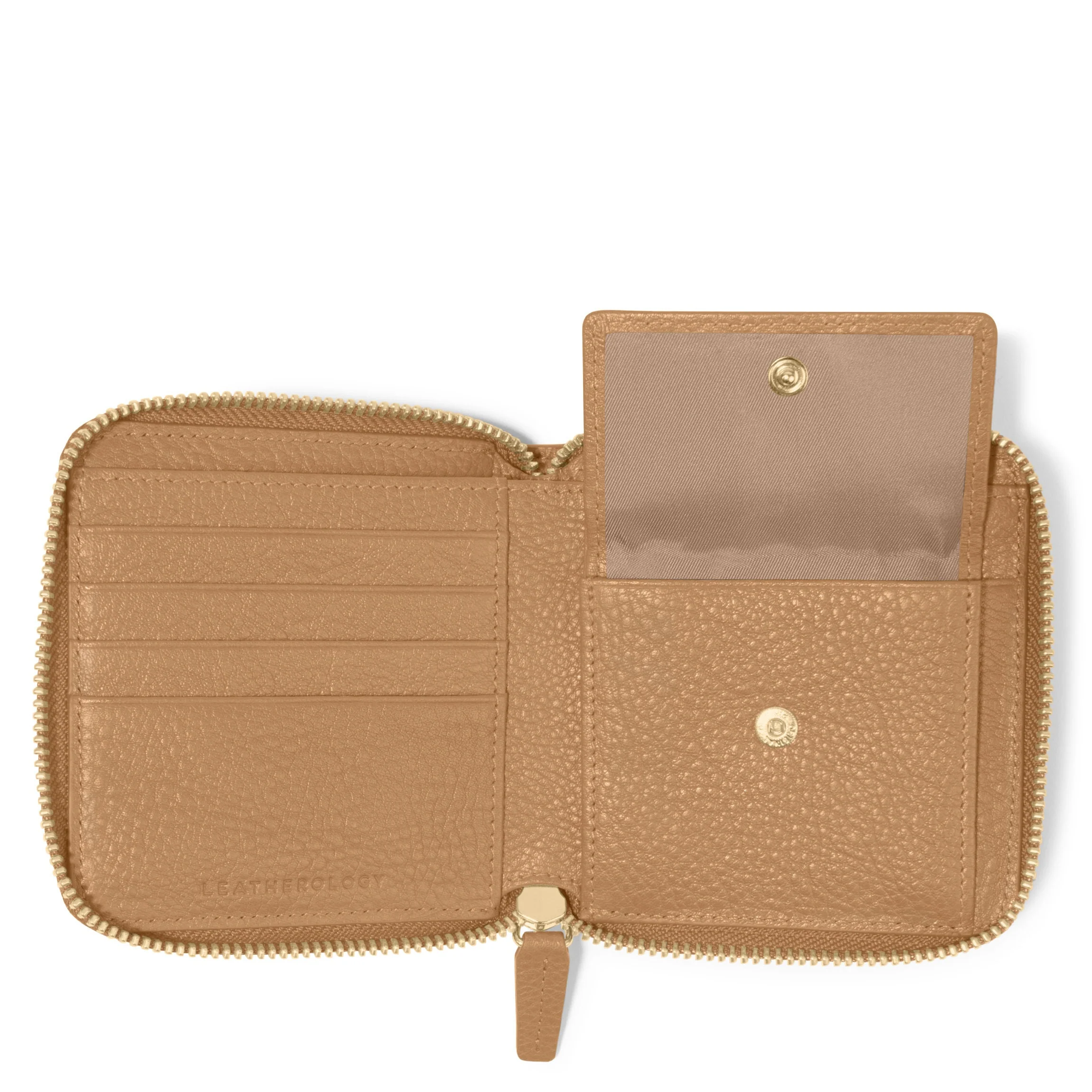 Small Zippered Wallet Camel - Image 5