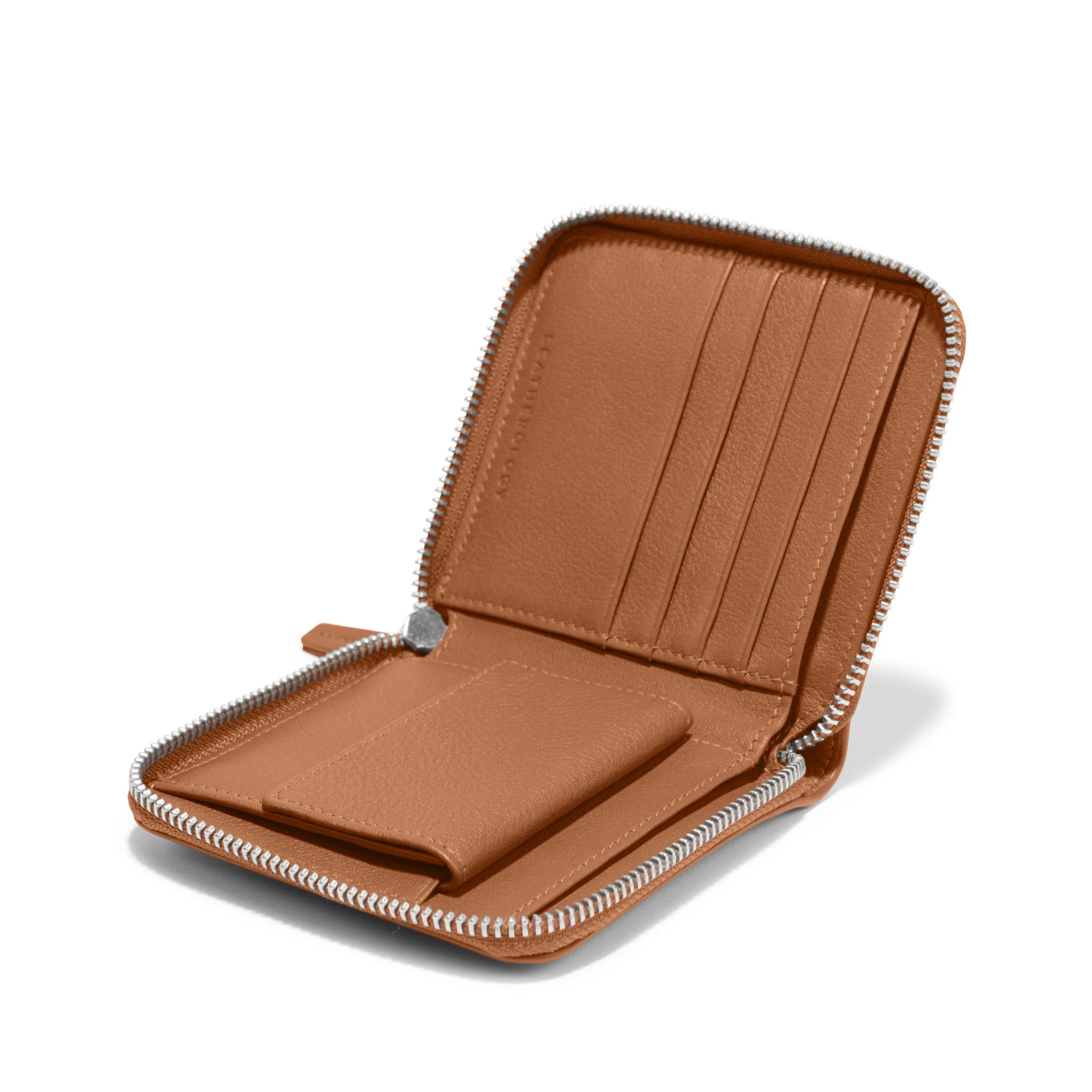 Small Zippered Wallet Cognac - Image 2