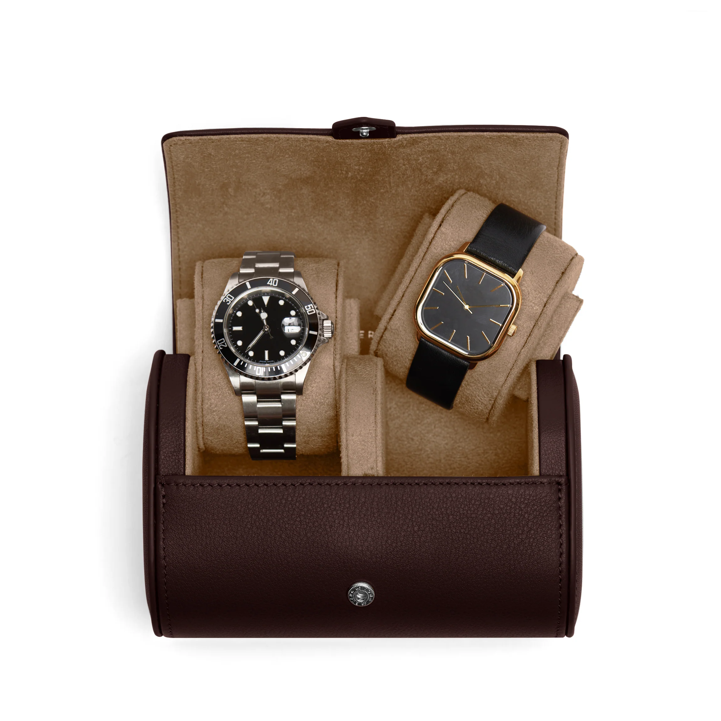 Travel Double Watch Roll Brown - Image 2