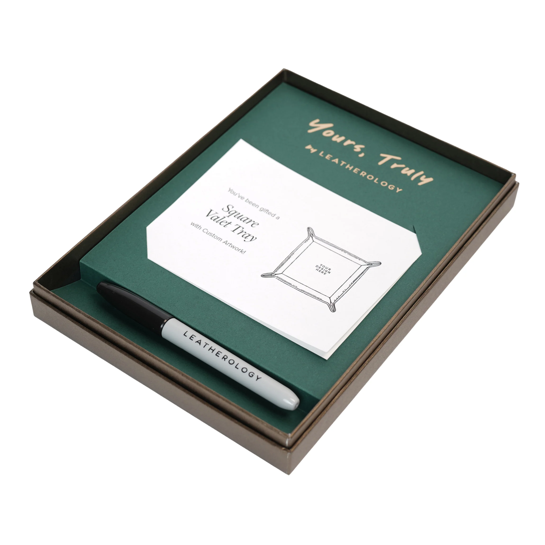 Yours, Truly Square Valet Tray Gift Set Leather - Image 6